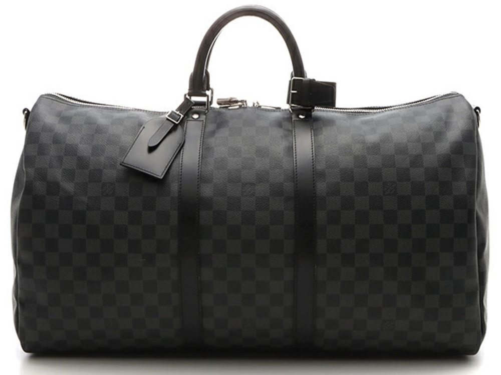 LOUIS VUITTON Keepall Bandouliere Damier Graphite Black Boston Bag Leather Black